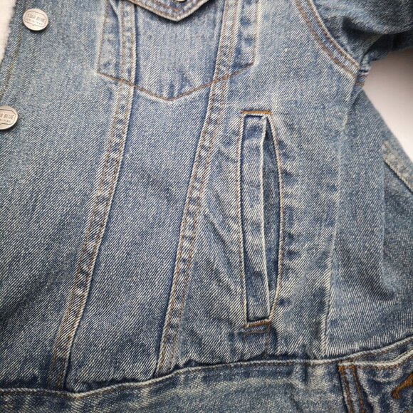 Star Blue Ladies Size Small Blue Denim Jacket with White Faux Fur Lining - Picture 9 of 13